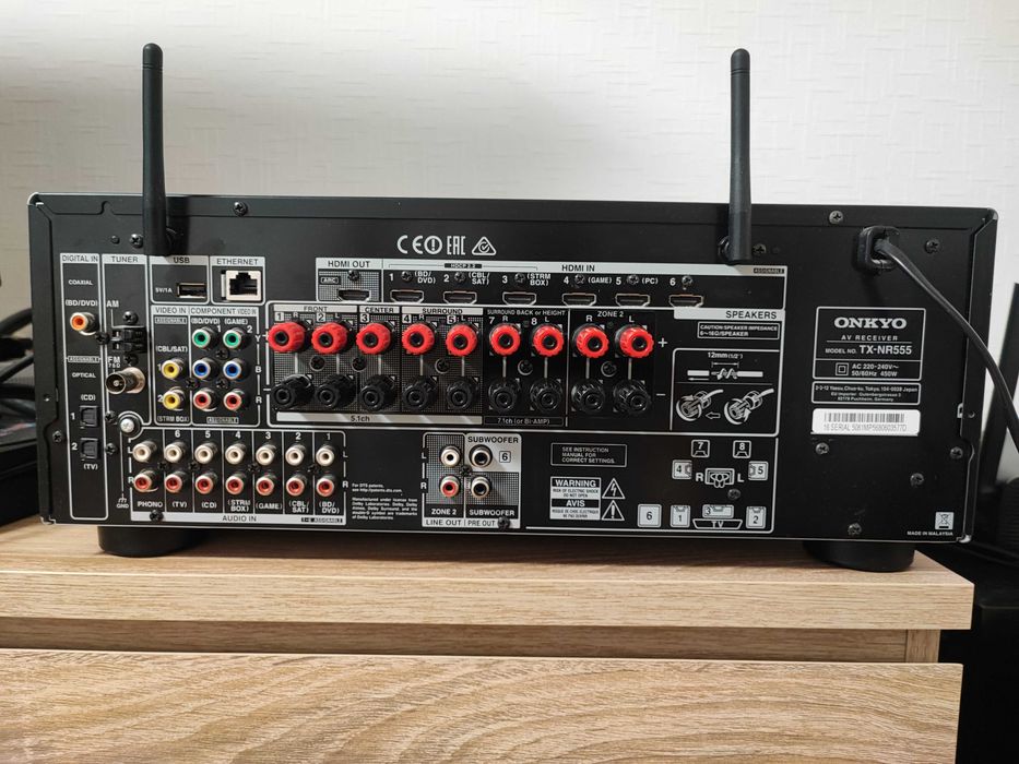Ресівер Onkyo TX-NR555 7.2 Dolby Atmos, DTS:X, 4k, WiFi, BT, USB