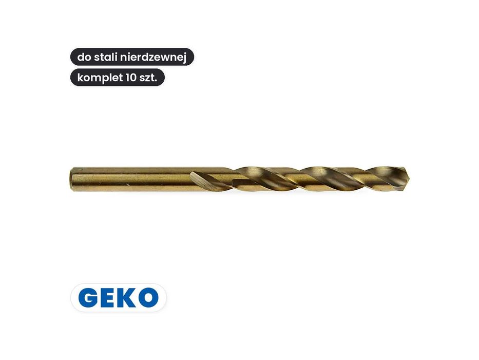 WIERTŁA do stali nierdzewnej 9,5 mm Geko HSS-Co, 10 szt. NOWE