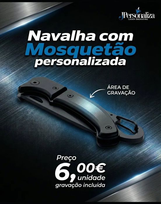 Faca de bolso com mosquetão personalizada ao teu gosto