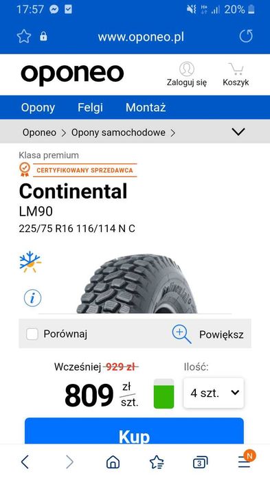 Opony 225.75.16c Continental LM90