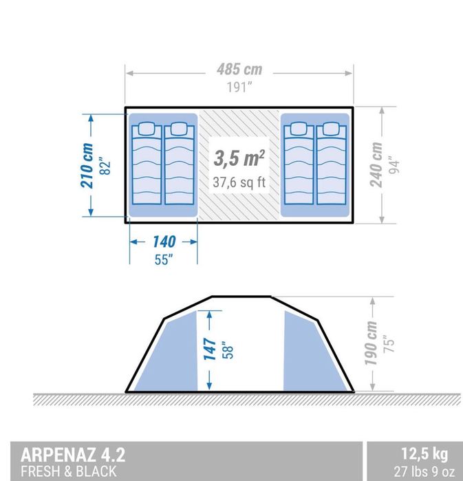 Tenda de camping nova arpenaz 4.2