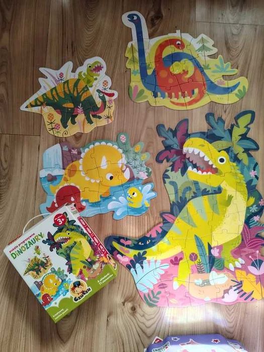 Duże Puzzle 4w1 | CzuCzu | 3+ | Dinozaury (4 obrazki) 71 elementów