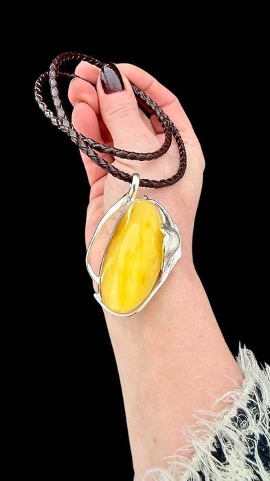 Wisior zawieszka srebro 925 bursztyn bałtycki unikat rękodzieło