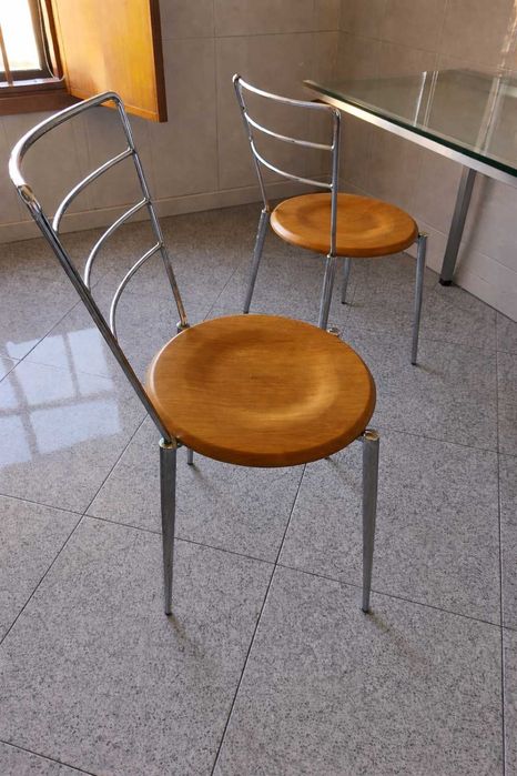 Mesa jantar vidro + 4 cadeiras