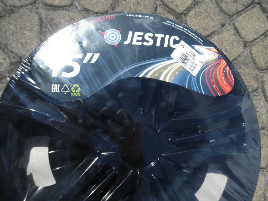 Kołpaki 15" oryginalne JESTIC FUN BLACK- NOWE. Komplet SKODA.