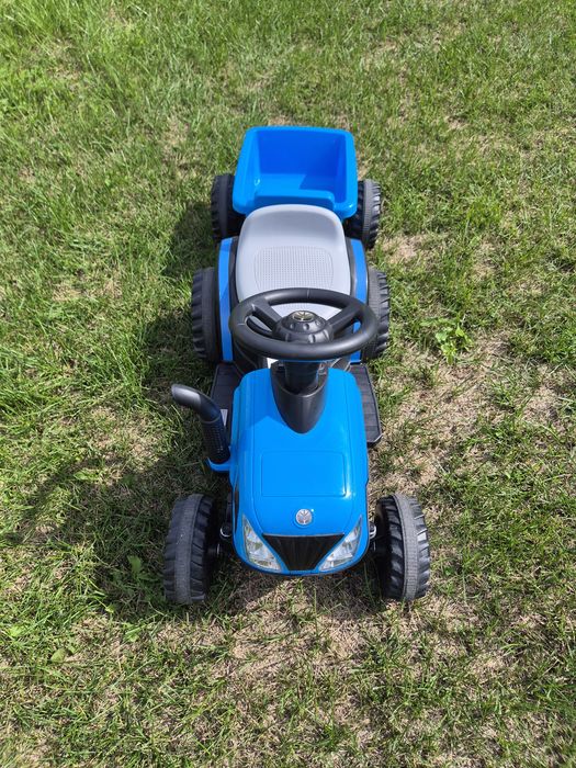 Traktor na Akumulator z przyczepą A009 Niebieski