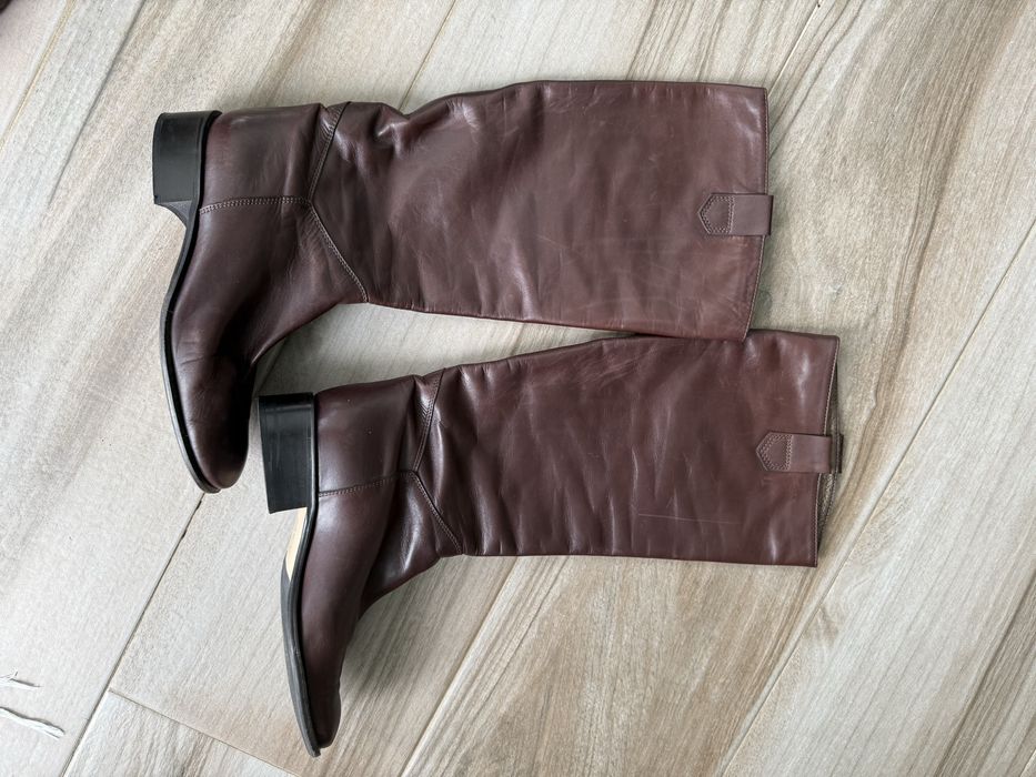 Botas de cano alto em pele,  de cor castanho - tamanho 37