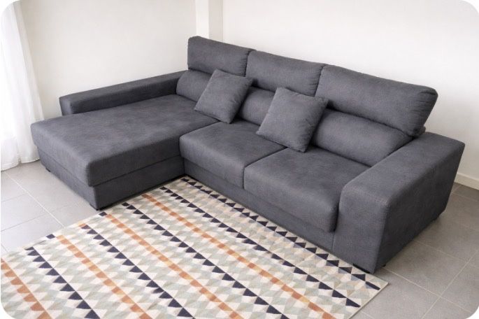 Sofá Chaise Longue cinza Conforama Lúcia
