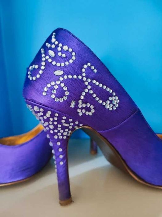 Fioletowe buty szpilki na obcasie diamenciki 39