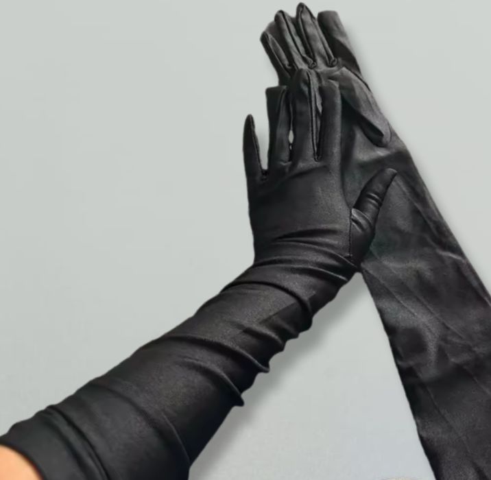 Czarne, długie rękawiczki damskie, nowe