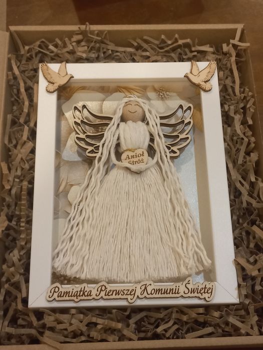 Pamiątka Pierwszej Komunii Świętej. Anioł Stróż w ramce