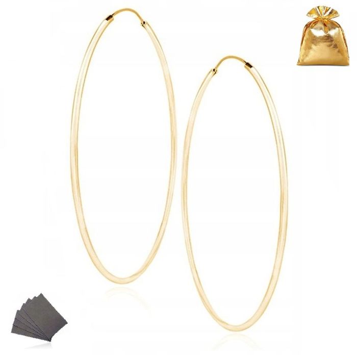 Pozłacane Kolczyki Ze Stali Chirurgicznej, Duże Złote Koła 4,5 Cm Prez