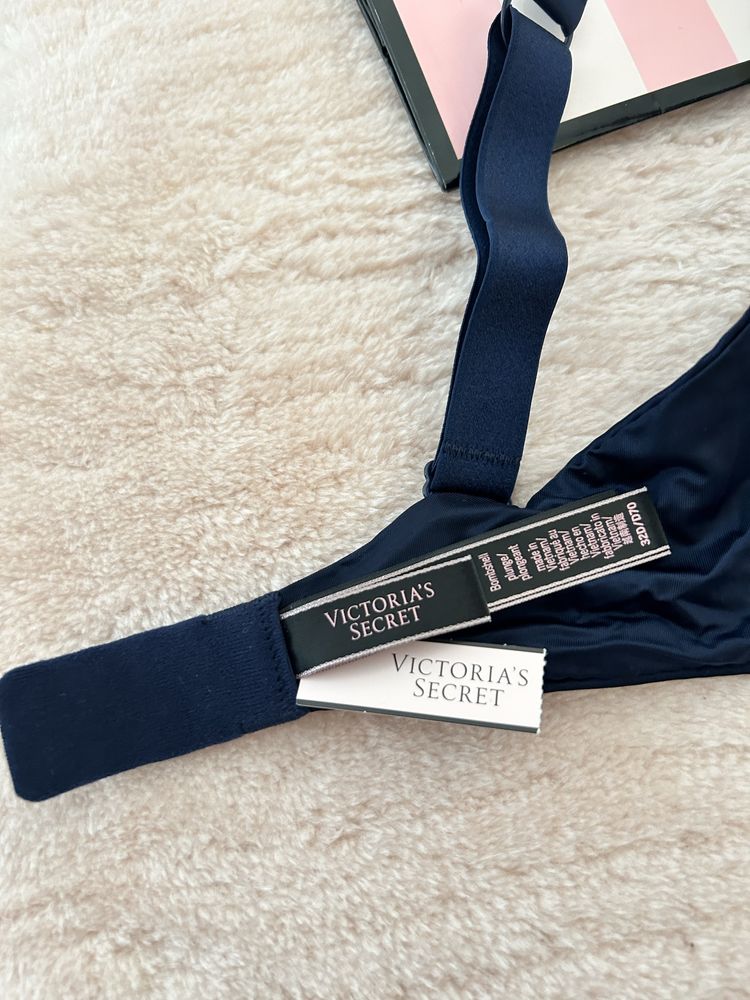 Victoria’s Secret stanik 70D granatowy shine strap oryginalny push up