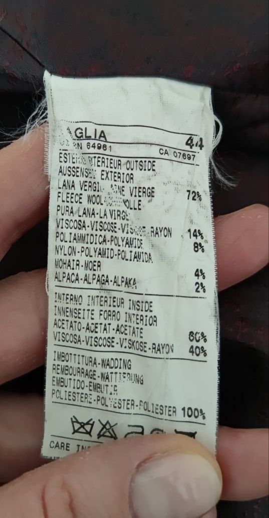 Płaszcz jesień zima Sisley M/L  72% wełna czarny