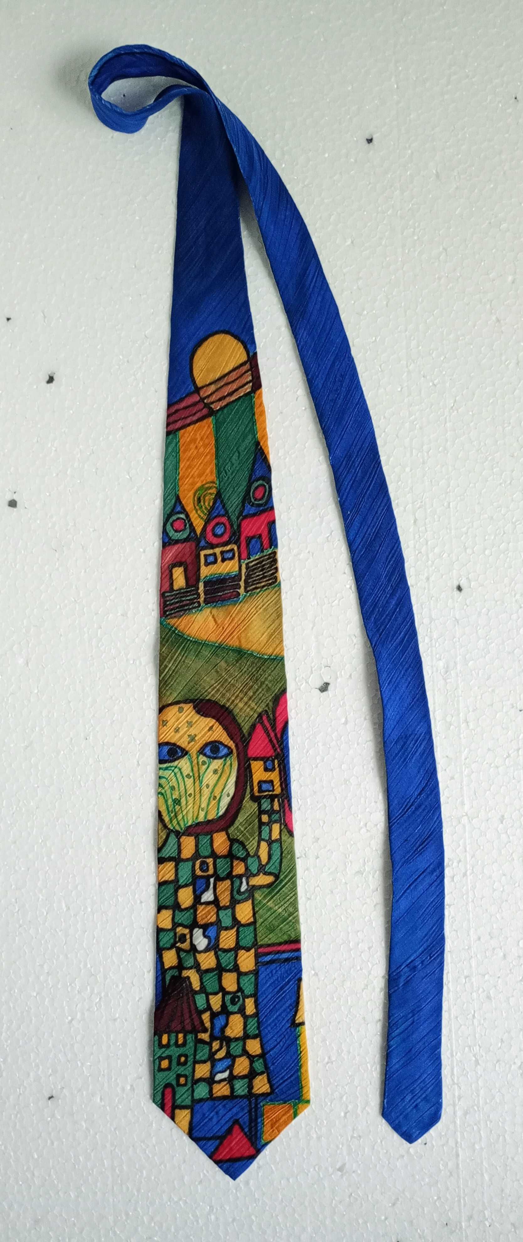Niespotykany krawat jedwabny a'la Klimt lub Picasso