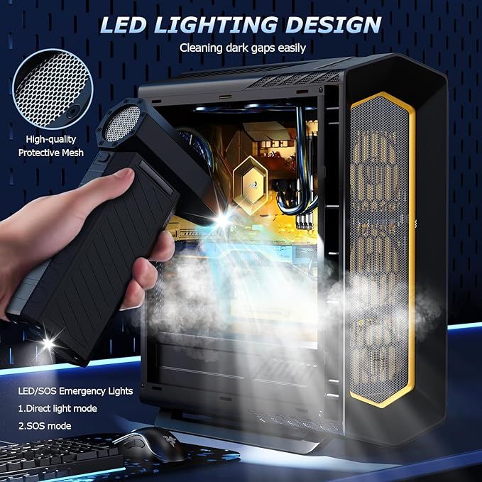 CCmall Bezprzewodowy Odkurzacz Powietrzny 180000 obr./min z LED