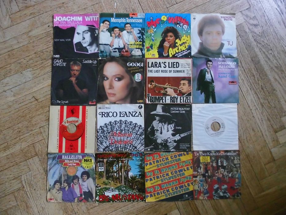 Zestaw 16 płyt winylowych z muzyką pop z lat 80-tych - cena za komplet