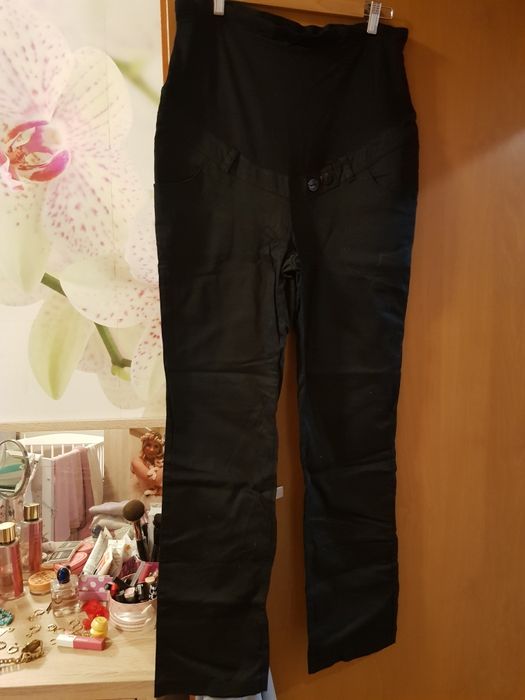 Nowe spodnie eleganckie ciążowe czarne rozmiar L długie tanio