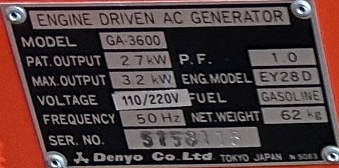 Гениратор denyo power GA 3600