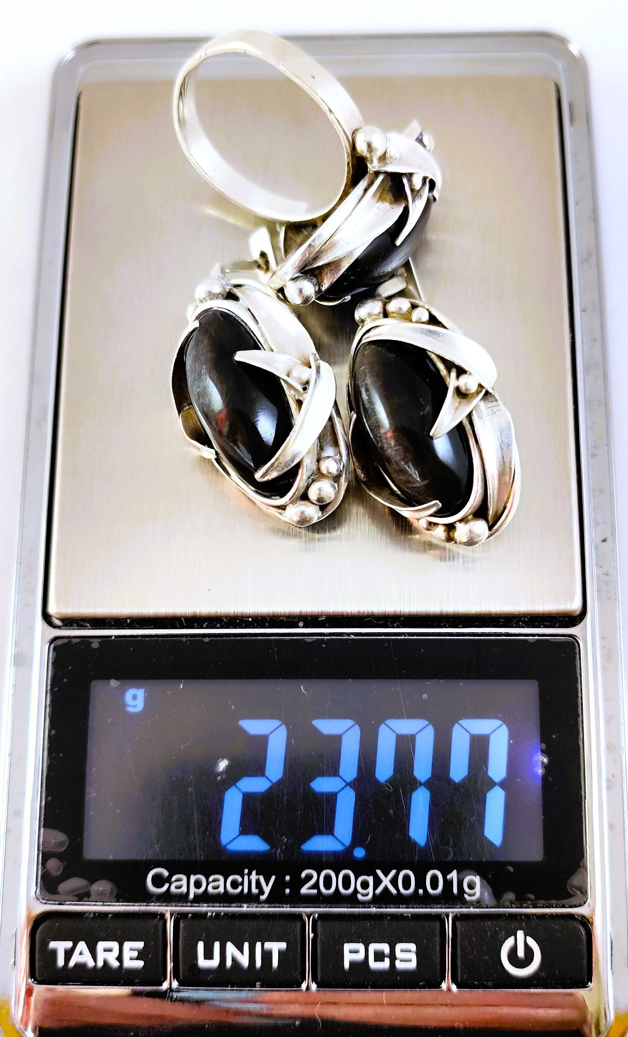 Советский крупный серебряный набор: серьги и кольцо. СССР. 925"Звезда"