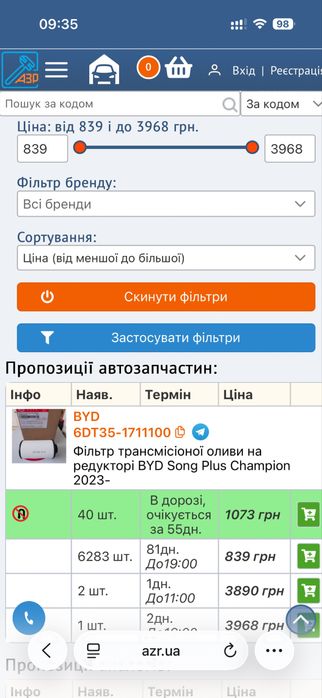 BYD Song Plus 2023, 6DT35-1711100 Фільтр редуктора трансмісіоної оливи