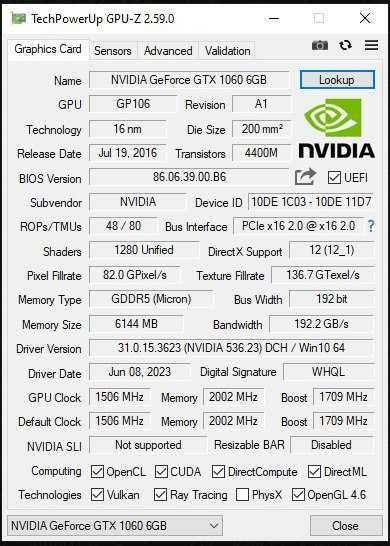 INNO3D GTX 1060 Twin X2 6GB GDDR5 (192bit, 1506/8000, 2xDVI, HDMI, DP)