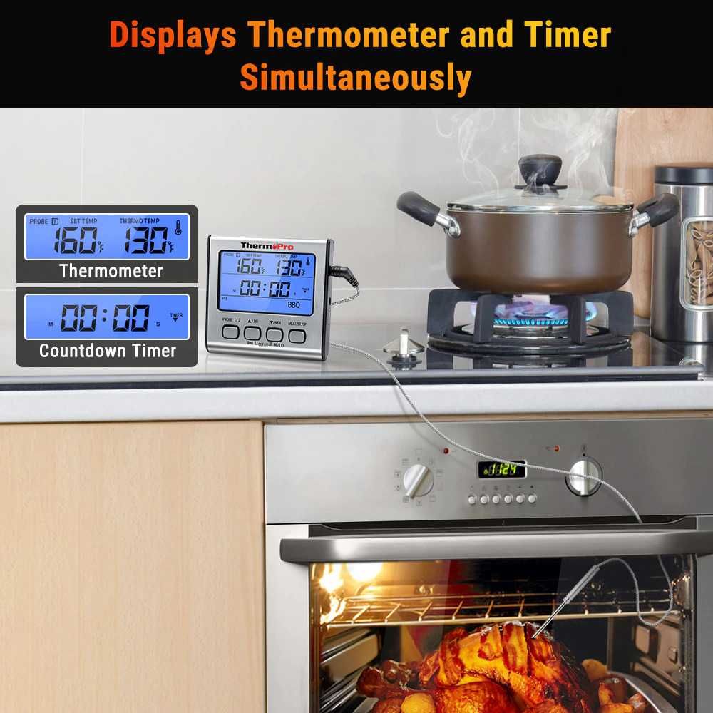 Термометр кухонный  ThermoPro TP17 с  двух зонным выносным щупом