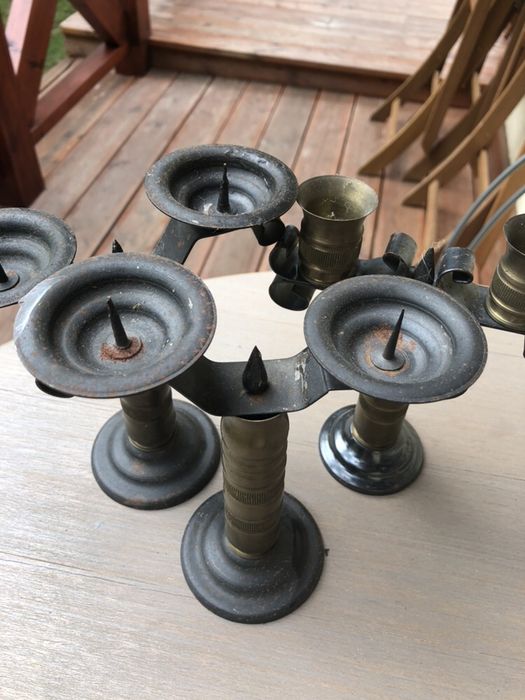 Świeczniki mosiężne antyk 3szt