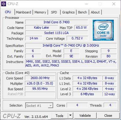 CPU Intel® Core™ i5-7400, 6Mb Cache, 3.50GHz, socket 1151