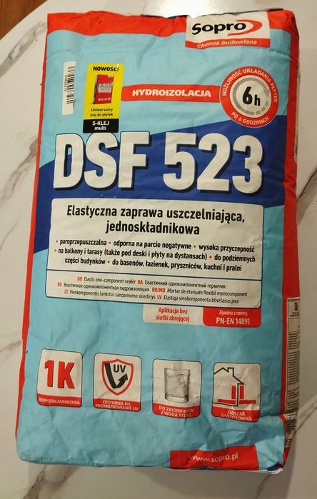 Гідроізоляційна суміш Sopro DSF 523 (20 кг) 6 год.
Гідроізоляційна сум