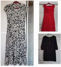 3x sukienka H&M, midi mini czarna czerwona kwiaty,tkmaxx r S 34 lato