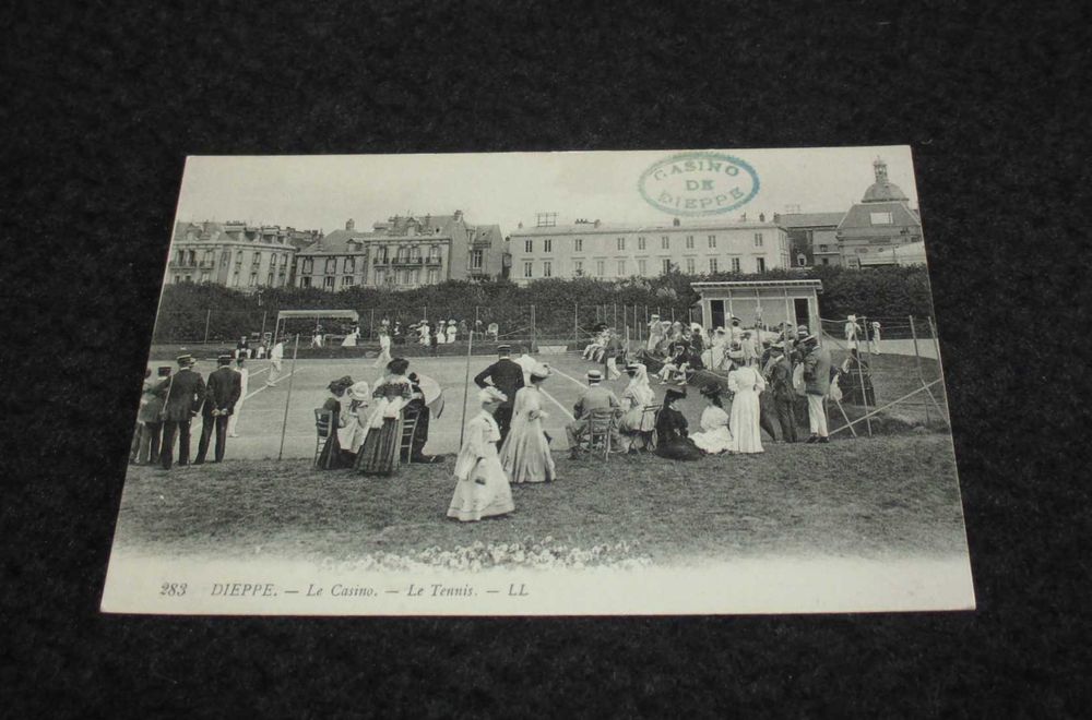 Bilhete Postal Antigo Casino De Dieppe Ténis
