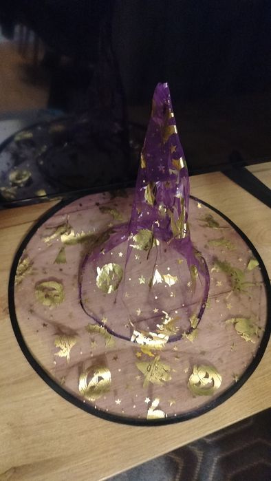 Kapelusz czapka Halloween złoto srebro rondo dwustronny