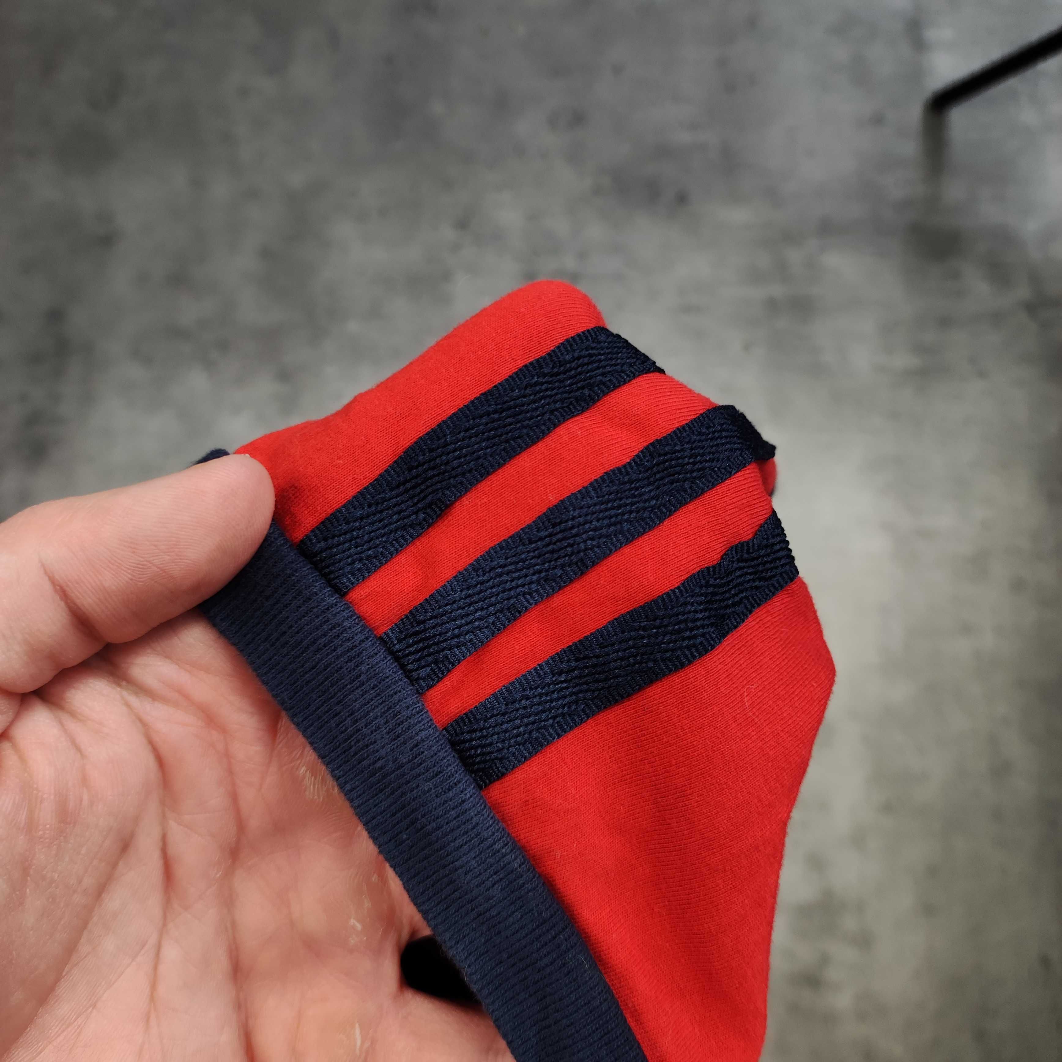 MĘSKA Koszulka Klasyczna Czerwona Adidas Bawełna California 3 Paski