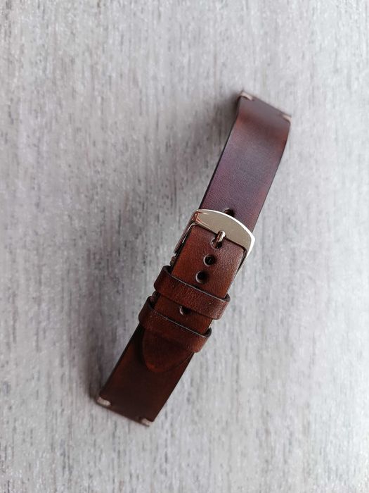 Brązowy skórzany pasek zegarka 22/18 mm S/M