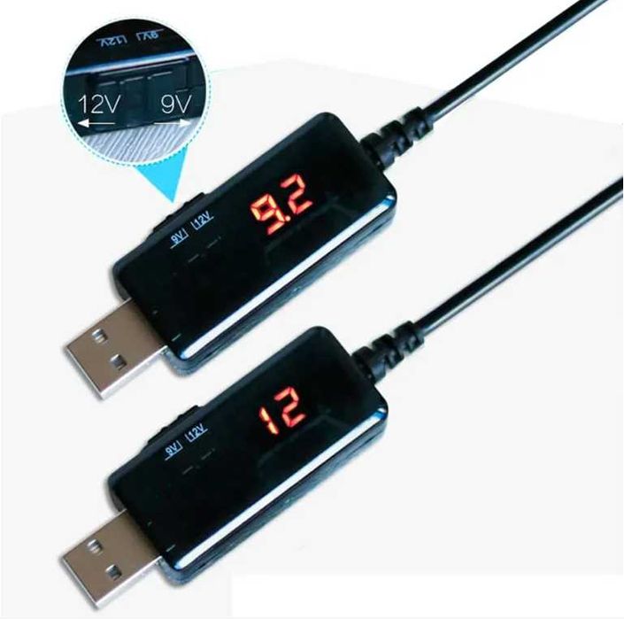 Кабель для роутера від повербанка з перетворювачем 5V/9V/12V USB-DC