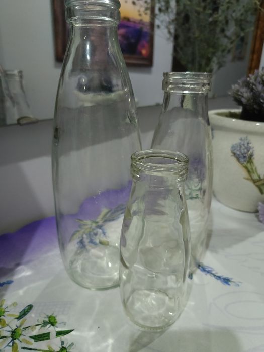 Butelki po śmietanie i mleku PRL