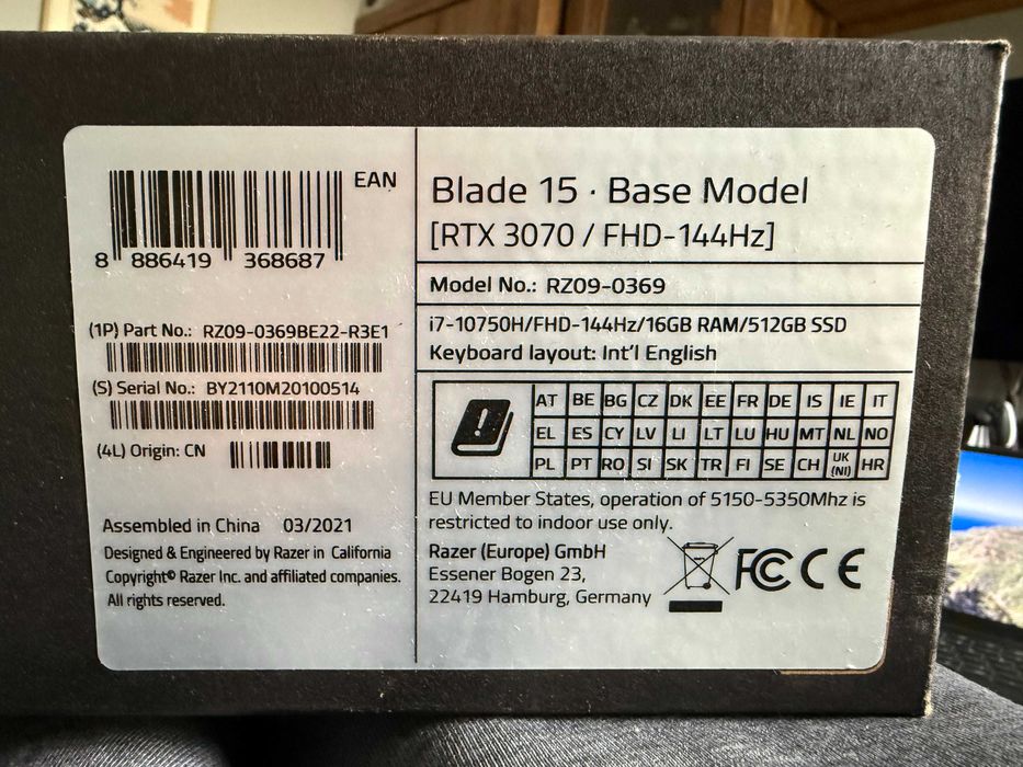 Razer Blade Base model 2021 rok 100% sprawny - bardzo dobry stan!