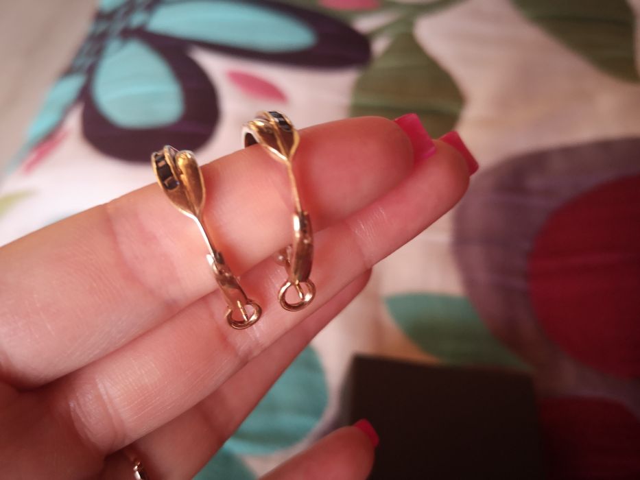 Серёжки-кольца золото ювелирный завод сапфир