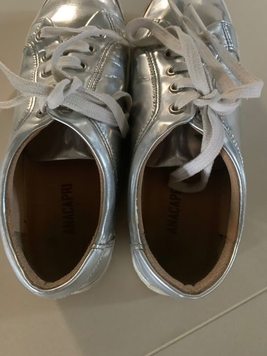 Lustrzane srebrne sneakersy r 36