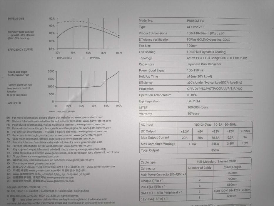 zasilacz DeepCool PN850M (ATX 3.1, PCIe 5.1, 80+ Gold)