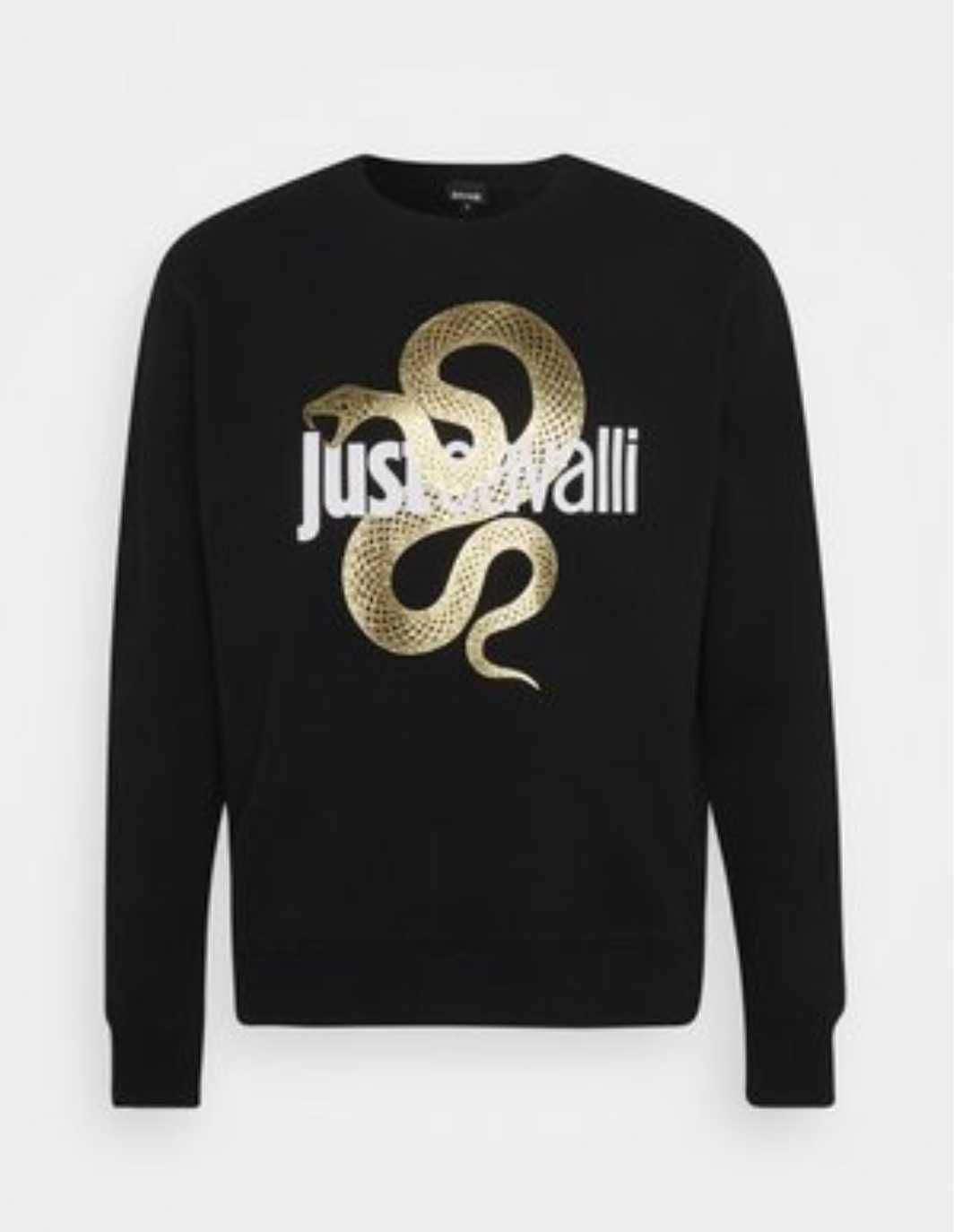 Just Cavalli bluza czarna XL złoty wąż