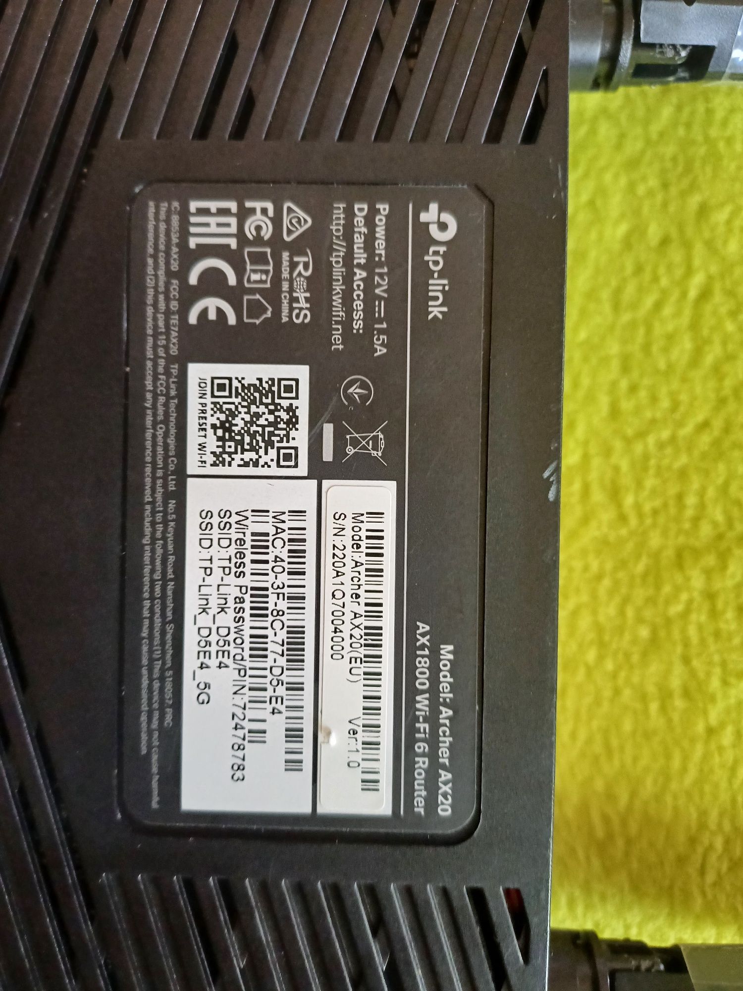 Wi-Fi роутер 6 tp-link. Archer AX20, з ШІ видкістю до 1,8 Гбіт/с.