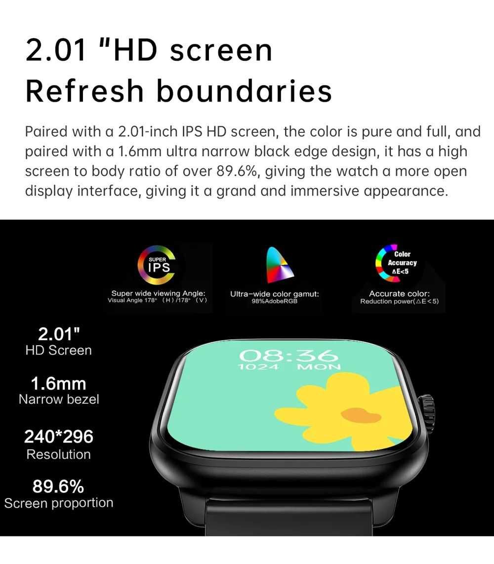 Smartwatch Zegarek Czarny Damski Męski Rozmowy Menu PL