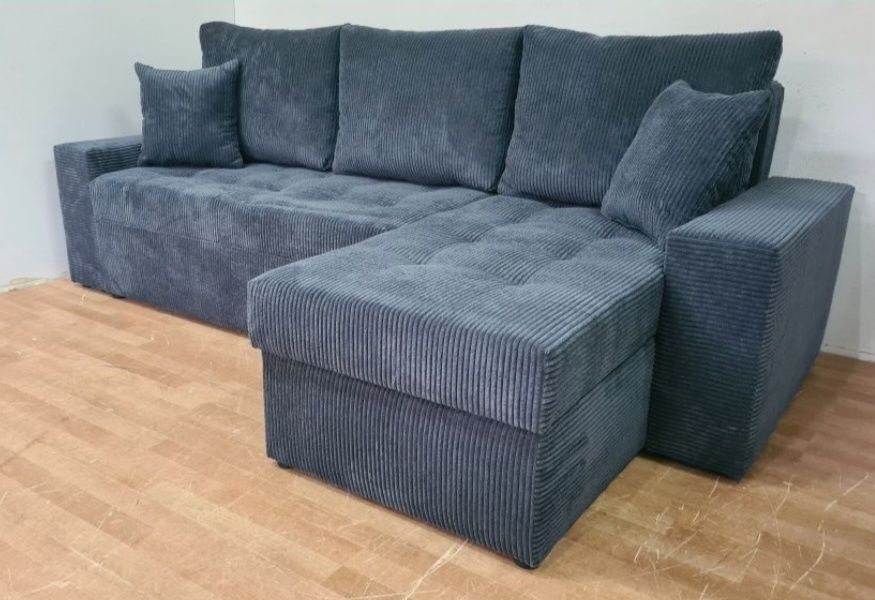 Nowy Narożnik sprężyny automat sztruks welur plusz kanapa sofa