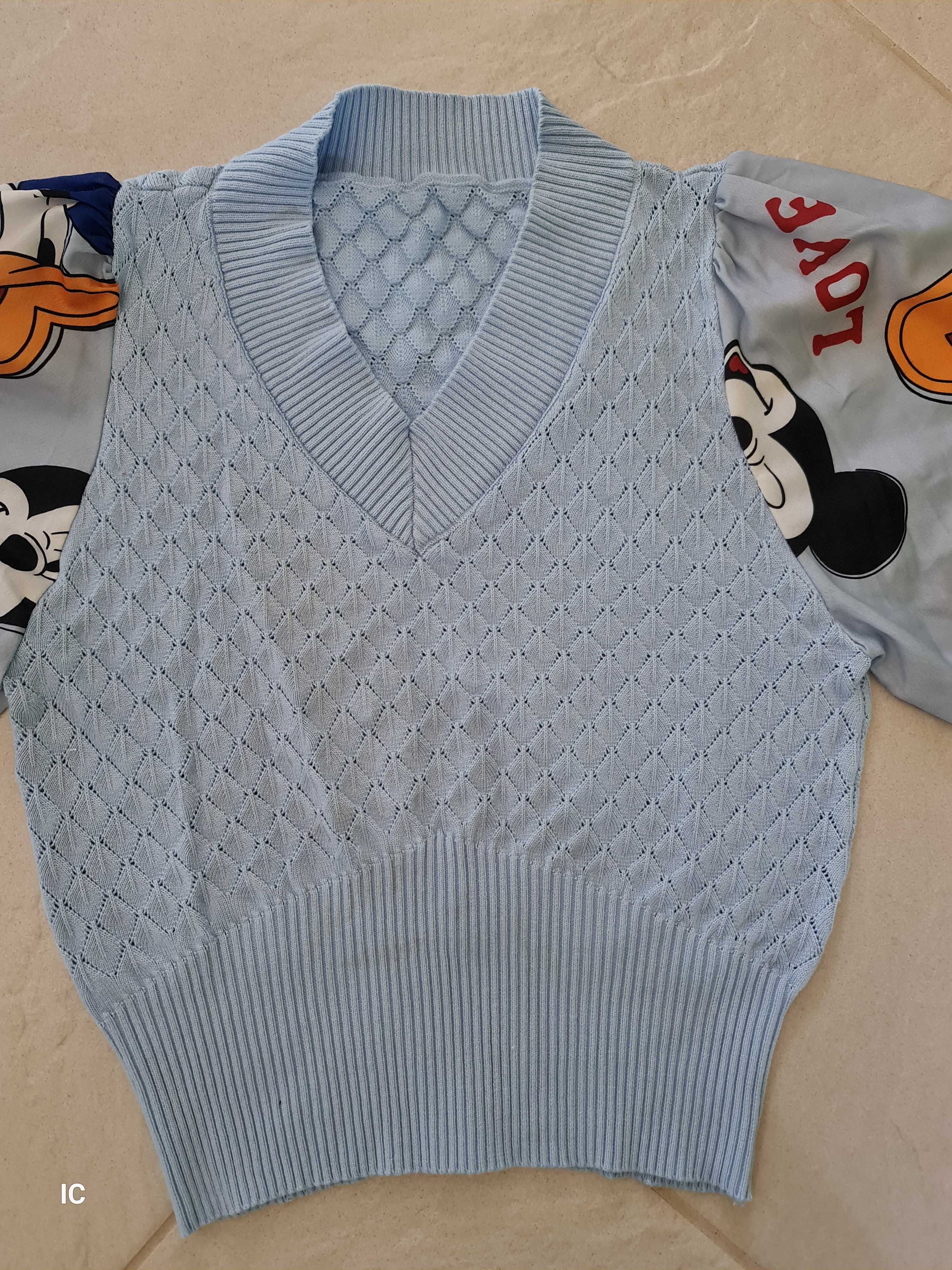 Piękny sweterek z motywem Kaczora Donalda i Myszki Mini