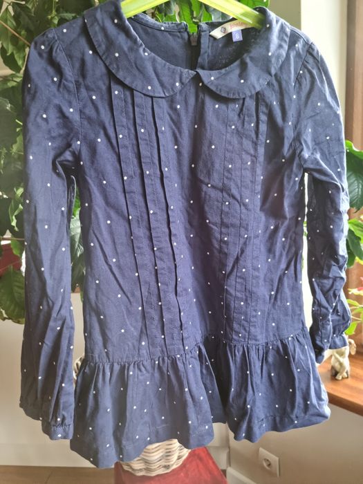 Granatowa tunika koszula w grochy kropki John Lewis 8 lat 128 cm
