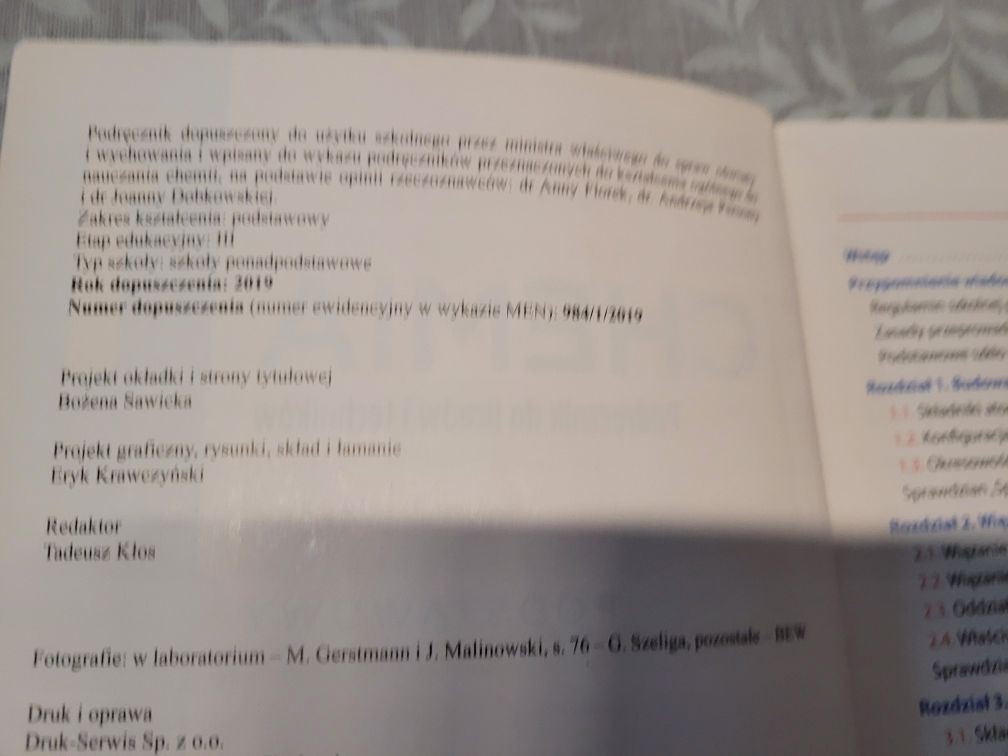 Chemia klasa 1 Oficyna Edukacyjna Krzysztof Pazdro podstawowy