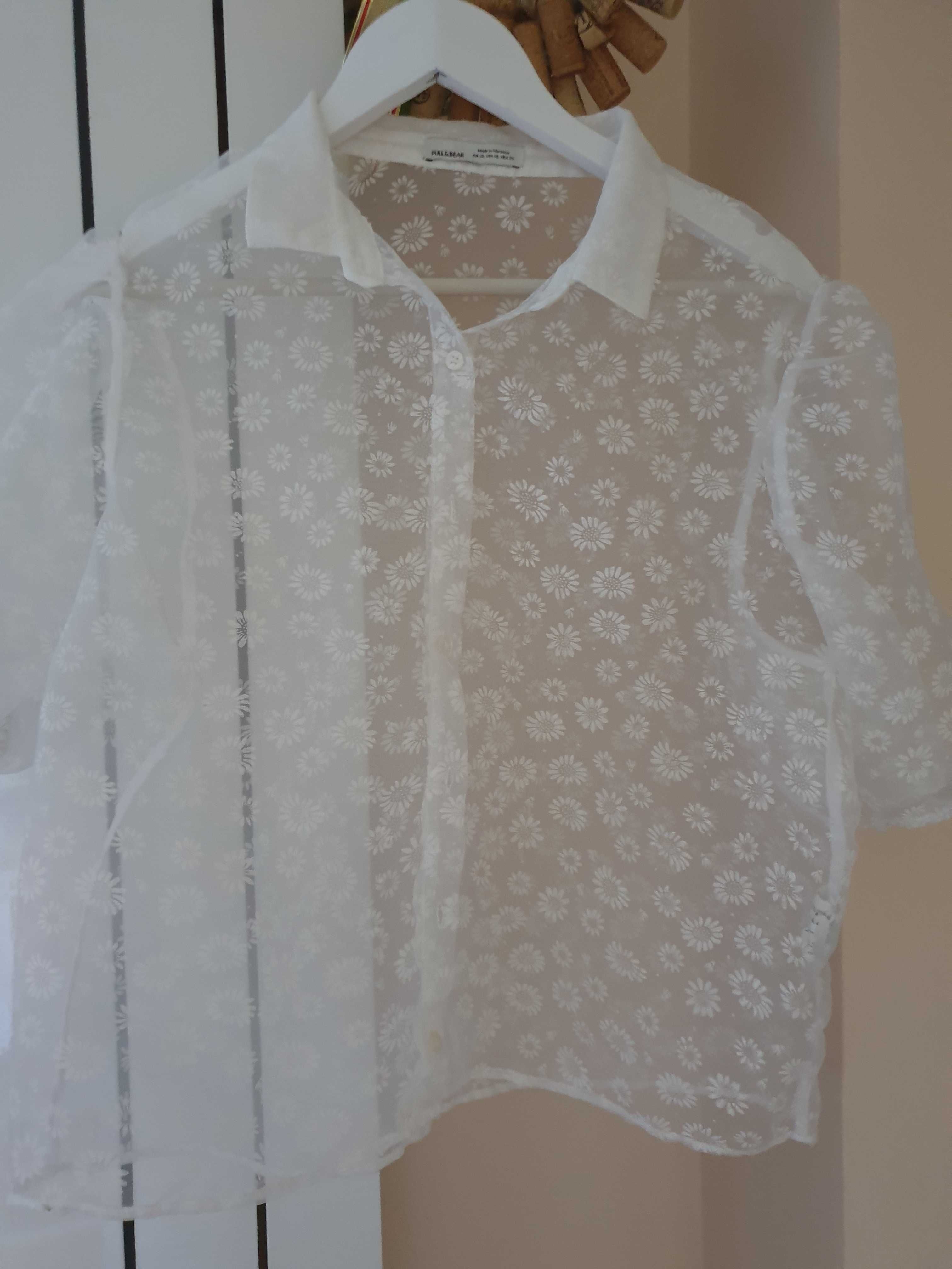 Biała przezroczysta koszula oversize Pull&Bear r. XL