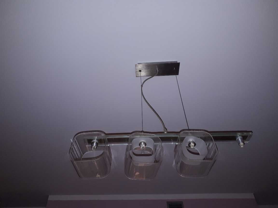 Żyrandol Deco zwis inox 4 x 40W lampa 4 podwójne klosze